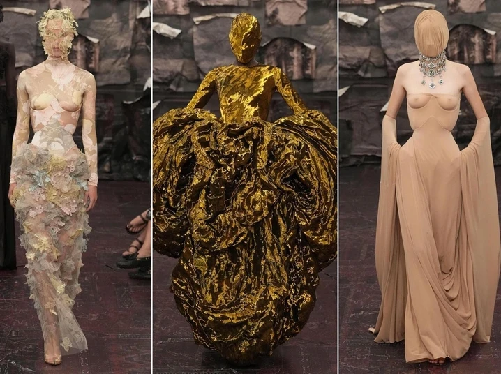Жидкое золото, маски на лице, корсеты: как прошел первый показ Maison Margiela с Гленном Мартенсом - «Мода»
